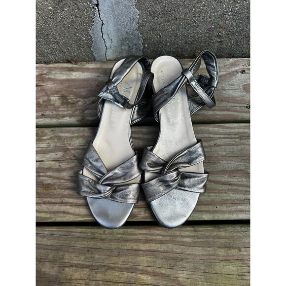 AGL Attilio Giusti Leombruni Metallic Leather Sandals Made in Italy - Picture 4 of 5